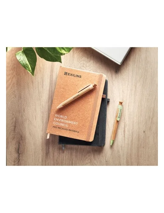 Carnet A5 ligné en PU recyclé éco-responsable personnalisé BAOBAB Couleurs : jaune accessoire événementiel unique