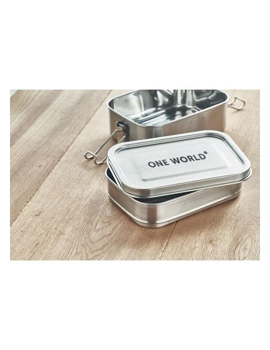 Boîte à lunch isotherme en acier inox personnalisée DOUBLE CHAN Matières : PVC Couleurs : jaune personnalisable avec votre logo