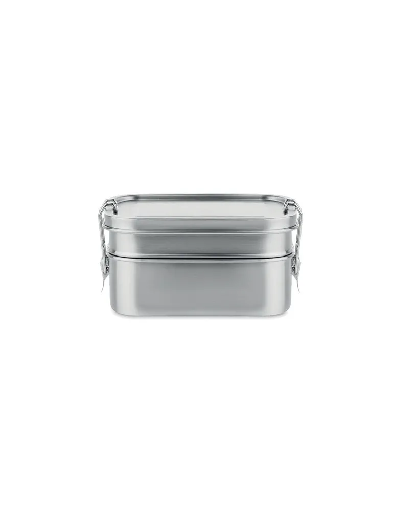 Boîte à lunch isotherme en acier inox personnalisée DOUBLE CHAN Matières : PVC Couleurs : jaune cadeau entreprise pas cher