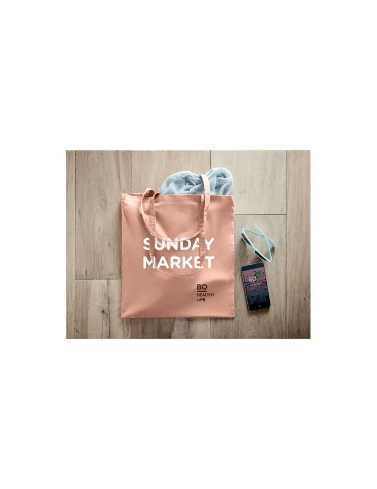 Sac shopping écologique en coton organique ZIMDE COLOUR Matières : aluminium Couleurs : jaune impression logo haute qualité