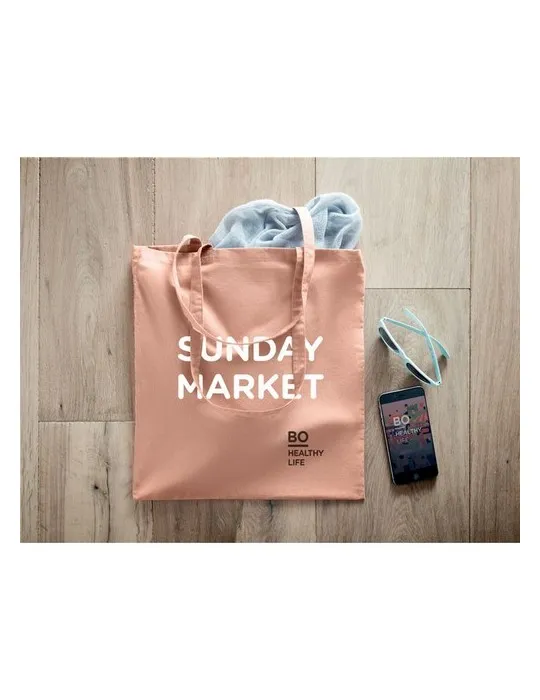 Sac shopping écologique en coton organique ZIMDE COLOUR Matières : aluminium Couleurs : jaune impression logo haute qualité