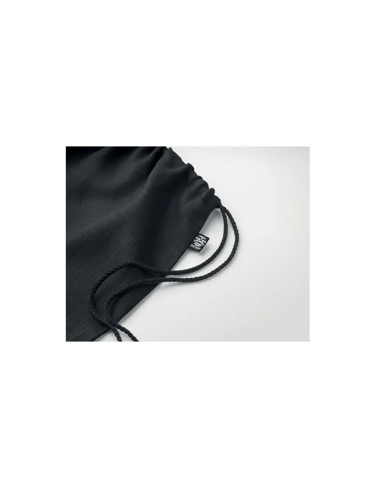 Sac à cordon écologique en chanvre personnalisé pas cher - NAIMA BAG Matières : bois Couleurs : blanc cadeau collaborateur premi