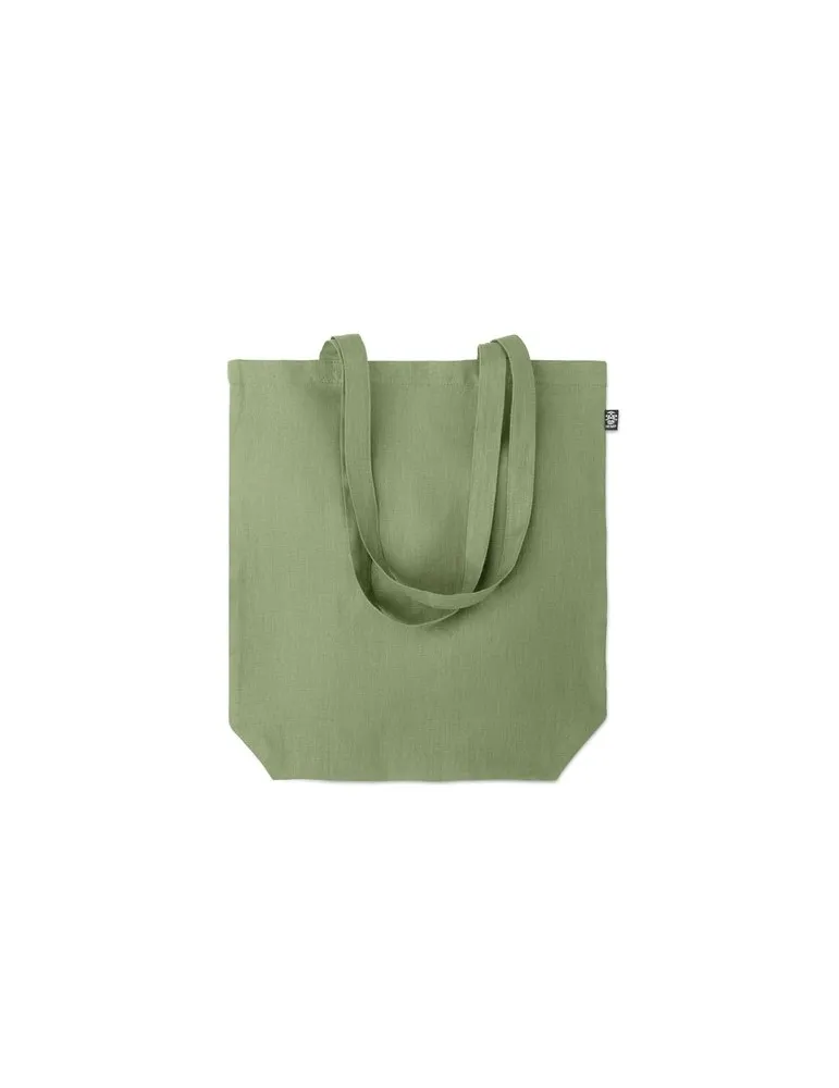 Sac shopping écologique en chanvre personnalisé pas cher - NAIMA TOTE Matières : bois Couleurs : vert personnalisation rapide en