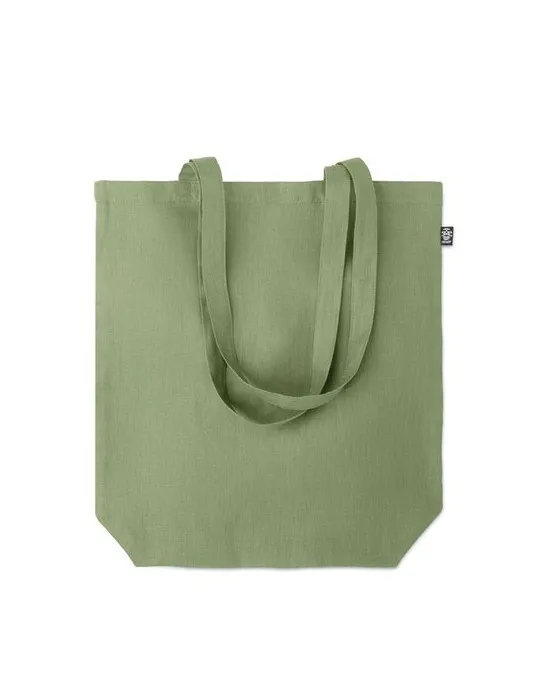 Sac shopping écologique en chanvre personnalisé pas cher - NAIMA TOTE Matières : bois Couleurs : vert personnalisation rapide en