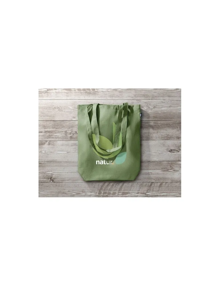 Sac shopping écologique en chanvre personnalisé pas cher - NAIMA TOTE Matières : bois Couleurs : vert personnalisable avec votre