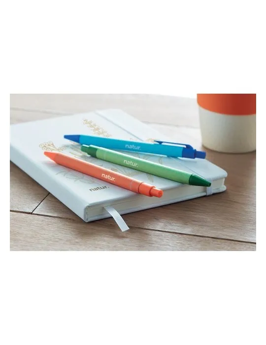 Stylo à bille écologique en papier et maïs personnalisé - Cartoon Coloured Matières : bois Couleurs : blanc marquage laser ultra