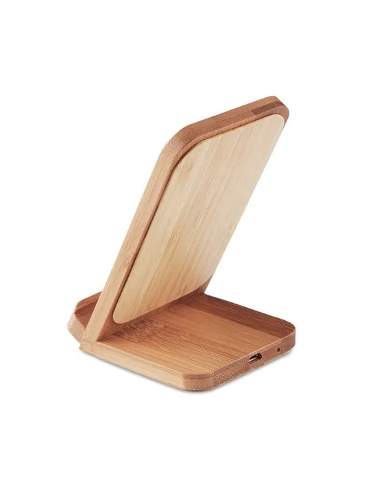 Chargeur sans fil écologique en bambou WIRESTAND Matières : coton Couleurs : beige marquage laser ultra précis