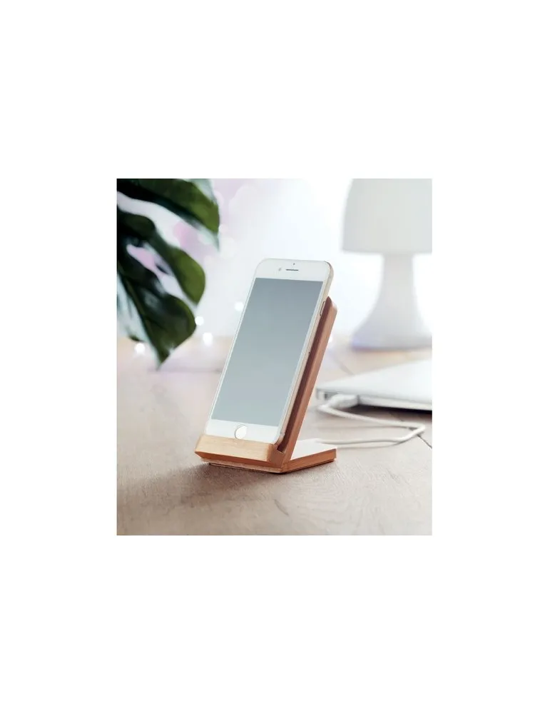 Chargeur sans fil écologique en bambou WIRESTAND Matières : coton Couleurs : beige objet promotionnel éco-responsable