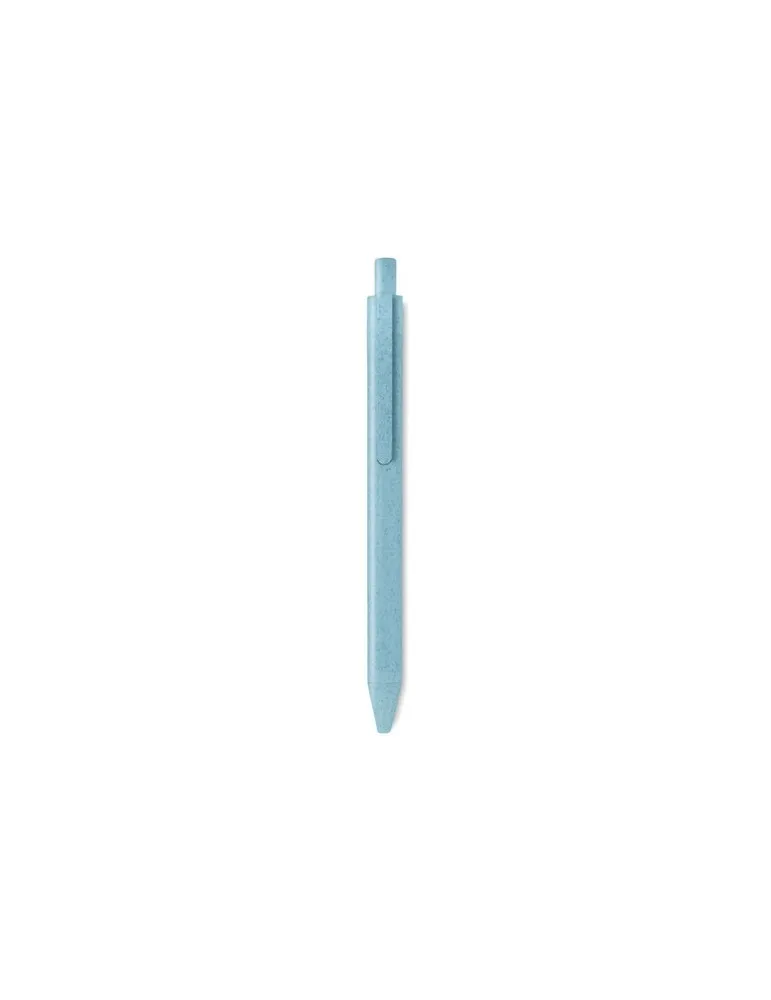 Stylo poussoir écologique en blé paille PP - PECAS Matières : EVA Couleurs : bleu marine personnalisable avec votre logo