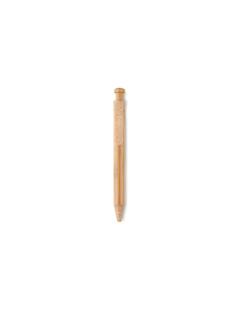 Stylo écologique en bambou, paille de blé et ABS - Toyama Couleurs : beige cadeau entreprise pas cher