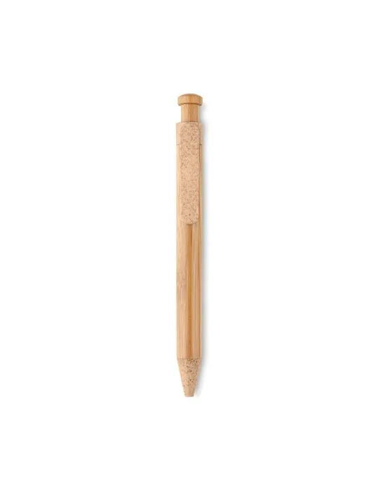Stylo écologique en bambou, paille de blé et ABS - Toyama Couleurs : beige cadeau entreprise pas cher