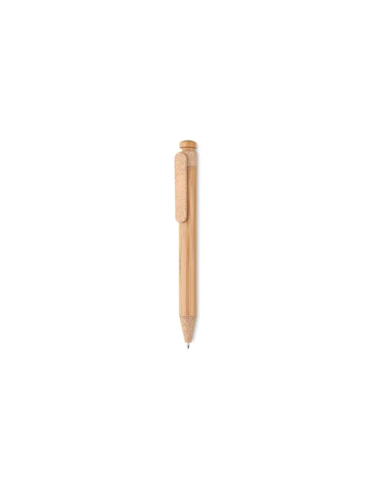 Stylo écologique en bambou, paille de blé et ABS - Toyama Couleurs : beige objet promotionnel éco-responsable