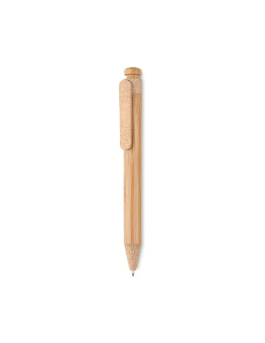 Stylo écologique en bambou, paille de blé et ABS - Toyama Couleurs : beige objet promotionnel éco-responsable