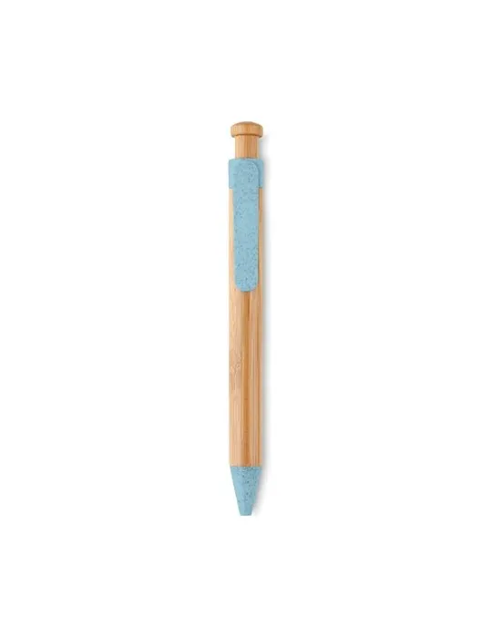Stylo écologique en bambou, paille de blé et ABS - Toyama Couleurs : blanc personnalisable avec votre logo