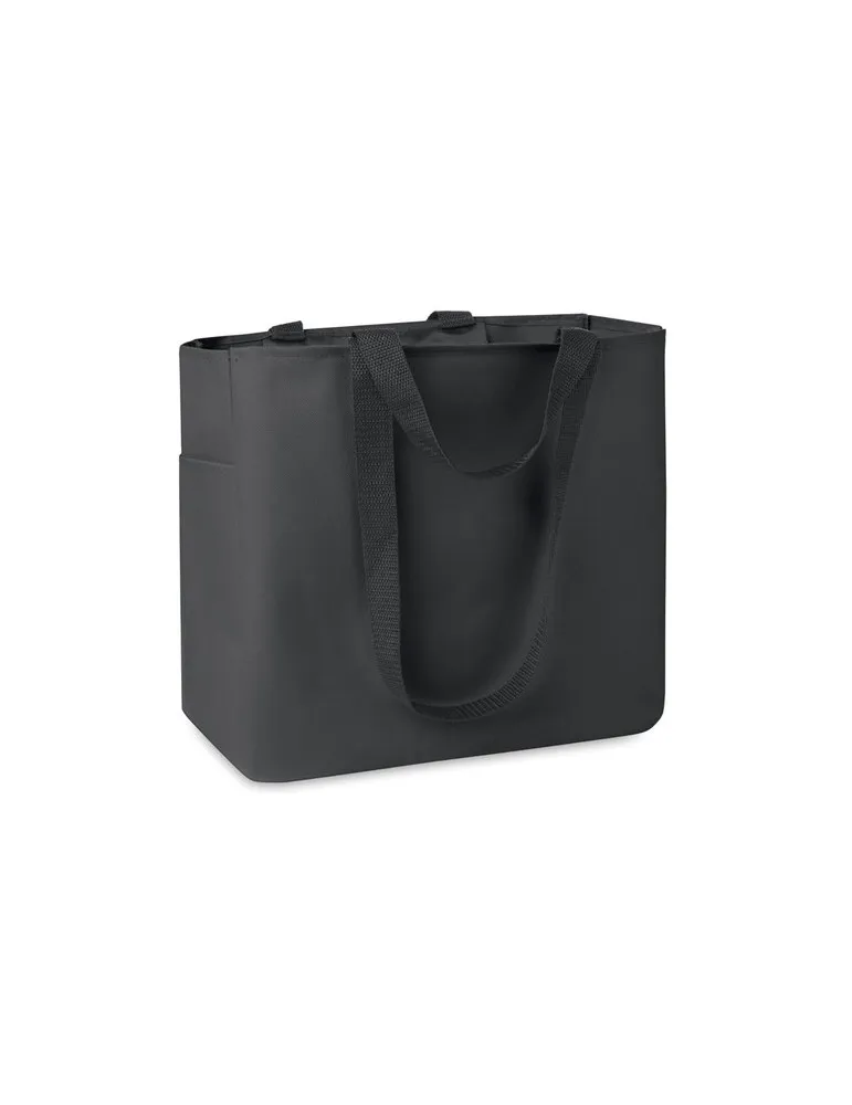 Sac shopping personnalisé en polyester 600D - Camden Matières : bambou Couleurs : bois