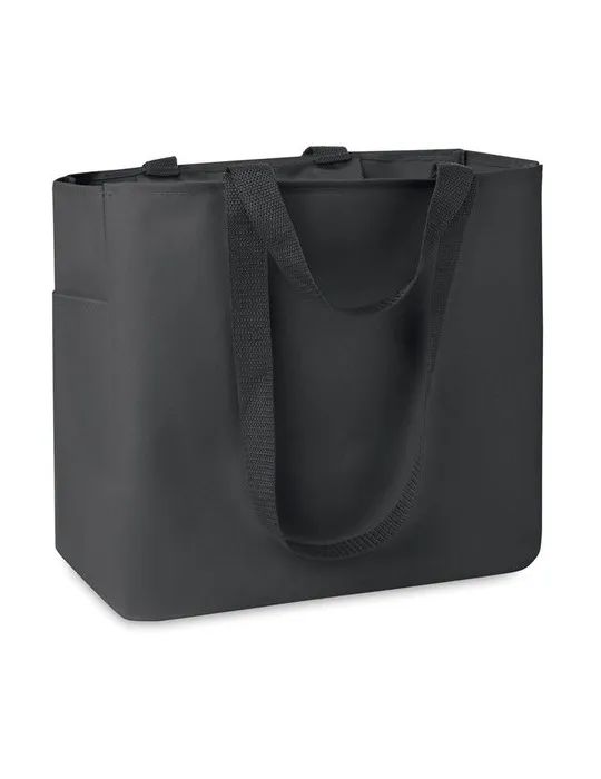 Sac shopping personnalisé en polyester 600D - Camden Matières : bambou Couleurs : bois