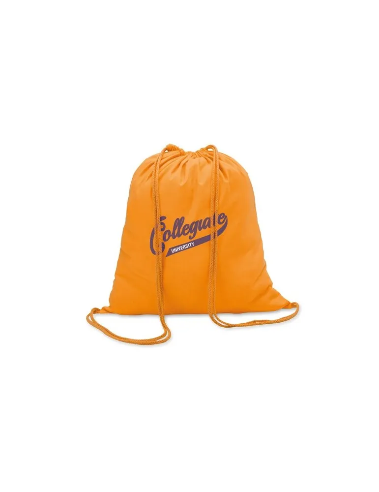 Sac à cordon en coton coloré personnalisé - Cadeau publicitaire Matières : coton Couleurs : bleu impression logo haute qualité