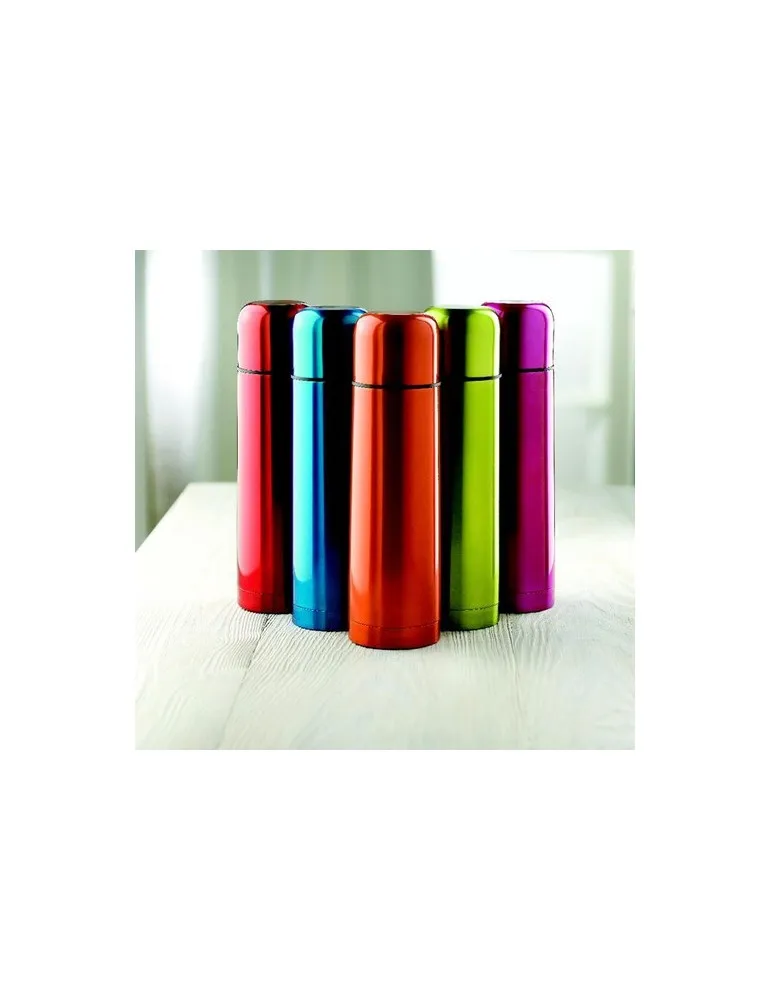 Bouteille isotherme personnalisée double paroi 500ml - CHAN Matières : acier inoxydable Couleurs : argenté mat impression haute 