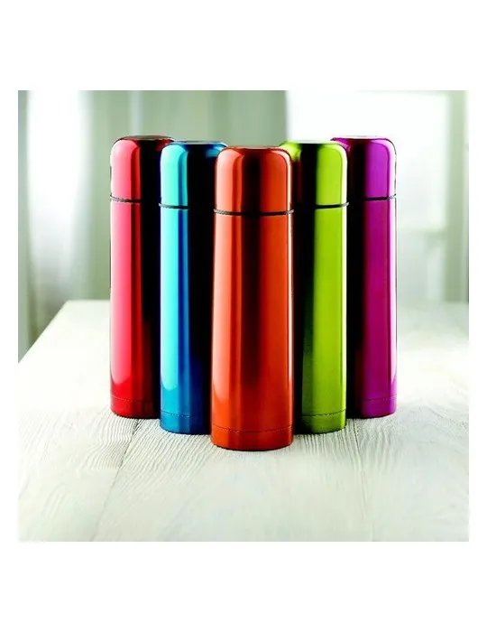 Bouteille isotherme personnalisée double paroi 500ml - CHAN Matières : acier inoxydable Couleurs : argenté mat impression haute 