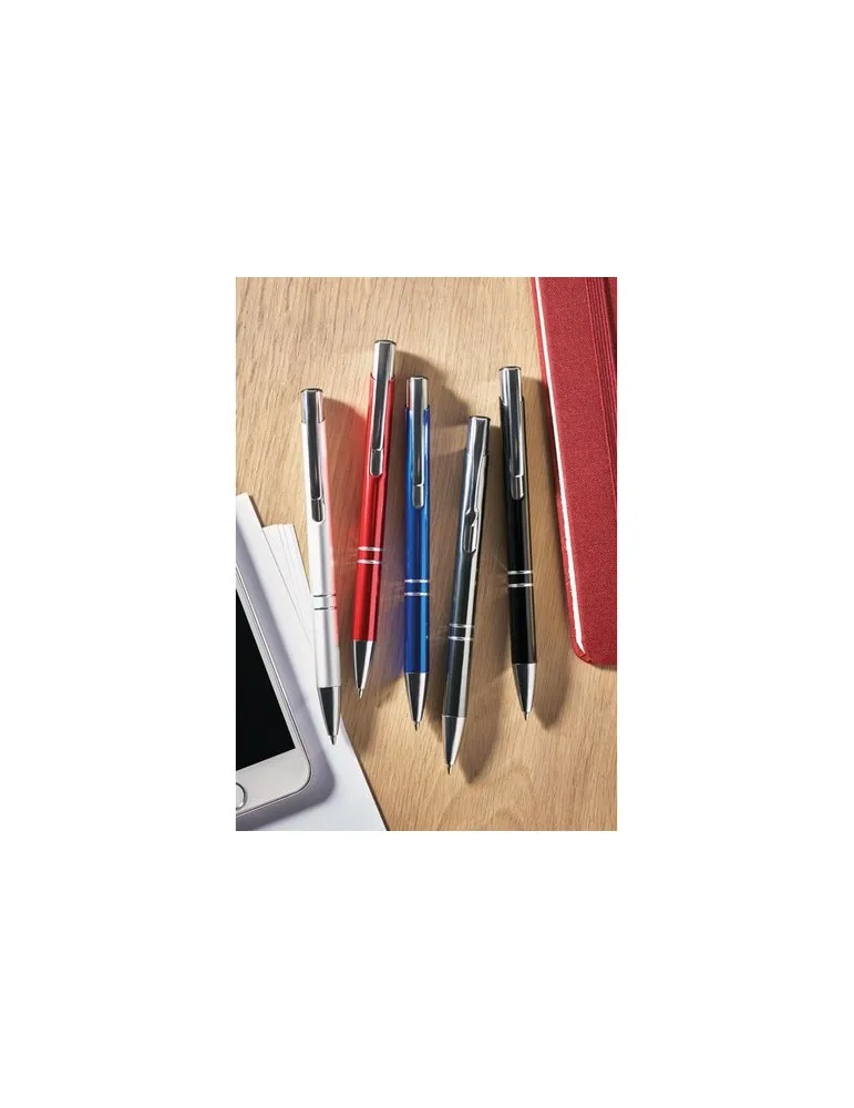 Stylo-poussoir personnalisé élégant à encre noire BERN Couleurs : orange personnalisation sur mesure