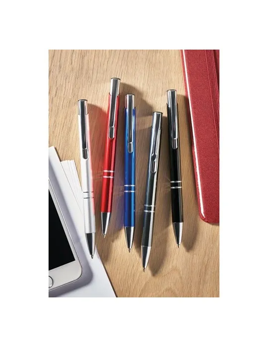 Stylo-poussoir personnalisé élégant à encre noire BERN Couleurs : orange personnalisation sur mesure