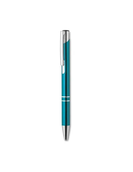 Stylo-poussoir personnalisé élégant à encre noire BERN Couleurs : bleu accessoire événementiel unique