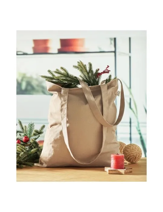 Sac shopping écologique en coton recyclé personnalisé - VIVEKA COLOUR Matières : coton biologique Taille textile : L Couleurs : 