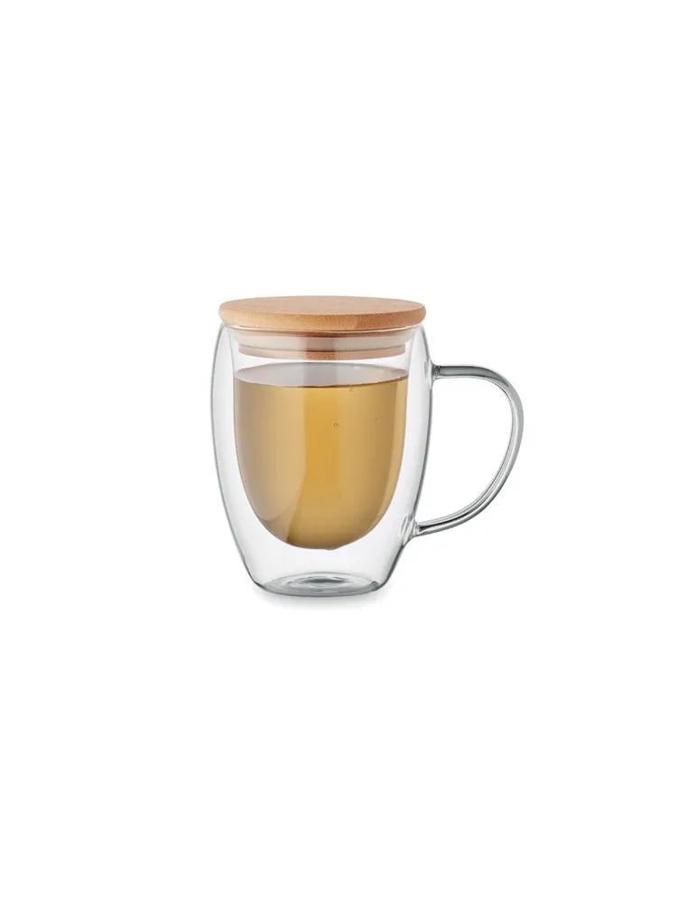 Mug double paroi en verre personnalisé 250ml - TIRAL Matières : coton Taille textile : XXL Couleurs : gris chiné cadeau entrepri