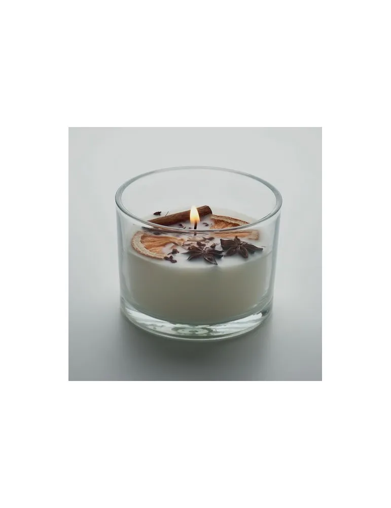 Bougie écologique en cire végétale 300g personnalisée CITRUS Matières : PET recyclé Couleurs : noir goodies publicitaire événeme