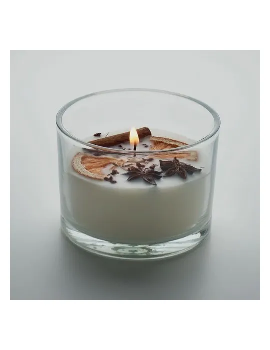 Bougie écologique en cire végétale 300g personnalisée CITRUS Matières : PET recyclé Couleurs : noir goodies publicitaire événeme