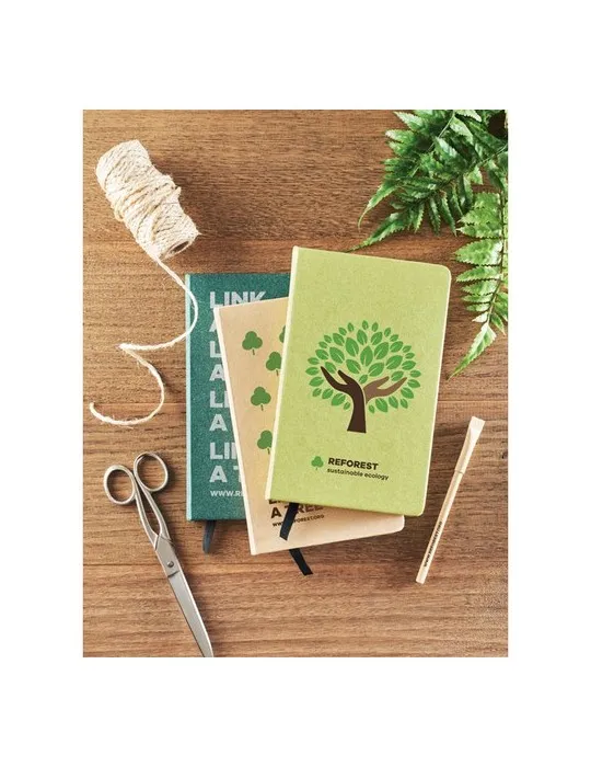 Carnet A5 Écologique en papier recyclé Personnalisable - GROW Matières : polypropylène (PP) Couleurs : givré accessoire événemen