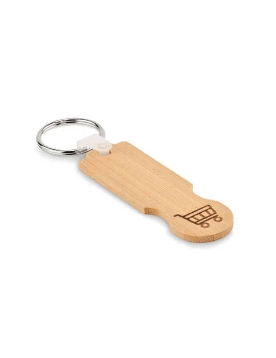 Porte-clés jeton en bambou COMPRAS