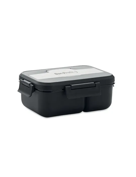 Lunch box écologique personnalisée avec couverts en PP - MAKAN Matières : métal Couleurs : bordeaux impression haute définition