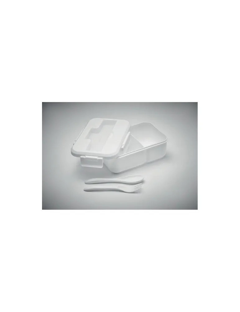 Lunch box écologique personnalisée avec couverts en PP - MAKAN Matières : métal Couleurs : vert marquage laser ultra précis