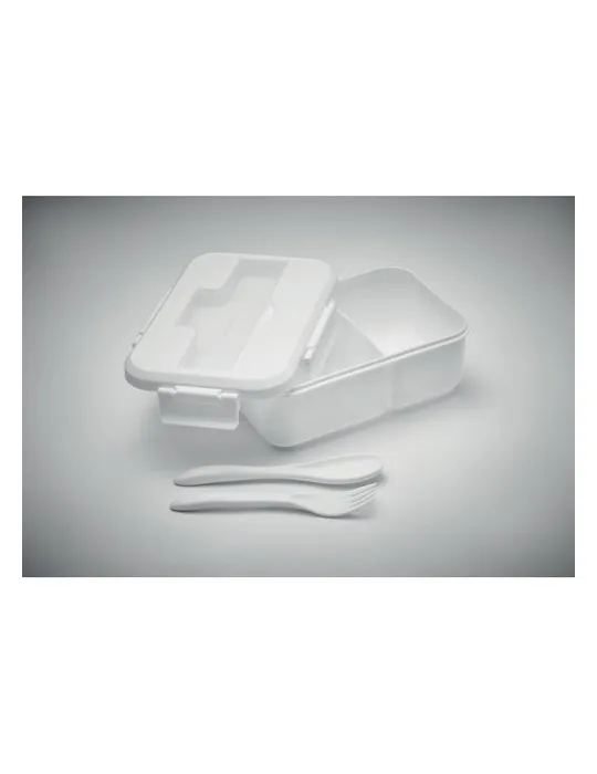 Lunch box écologique personnalisée avec couverts en PP - MAKAN Matières : métal Couleurs : vert marquage laser ultra précis