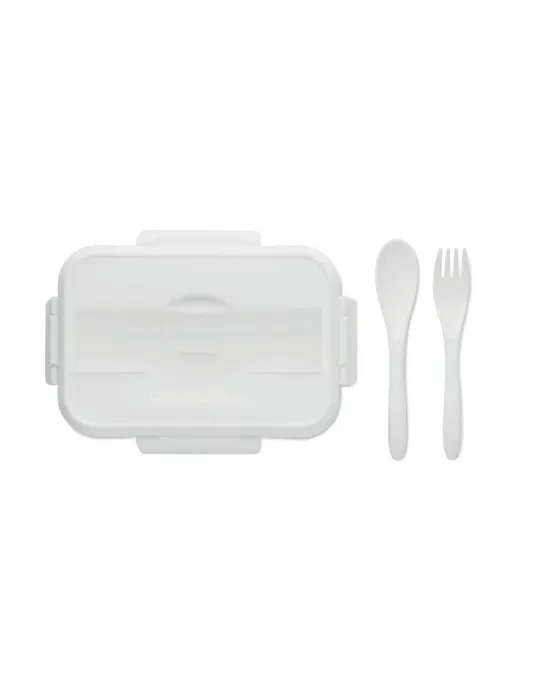 Lunch box écologique personnalisée avec couverts en PP - MAKAN Matières : métal Couleurs : vert objet promotionnel éco-responsab