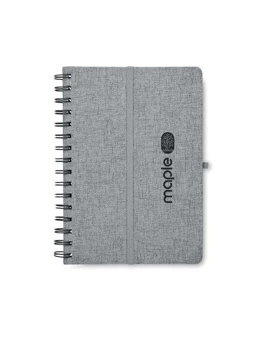 Cahier A5 publicitaire avec support de téléphone STRATA Matières : plastique Couleurs : blanc impression haute définition