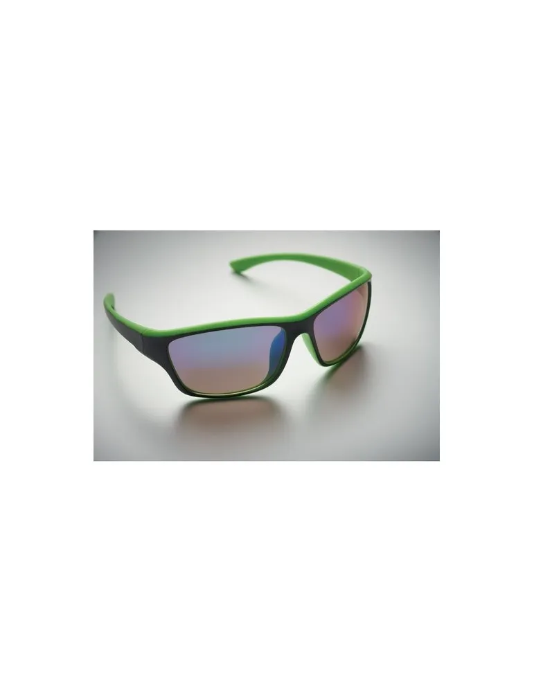 Lunettes de sport miroir UV400 personnalisées YUMA Matières : acier inoxydable Couleurs : bois cadeau affaires élégant