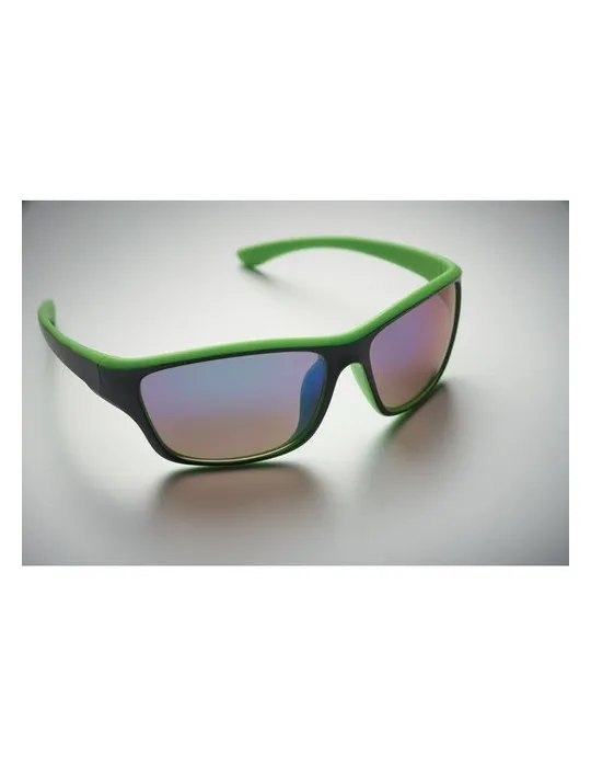 Lunettes de sport miroir UV400 personnalisées YUMA Matières : acier inoxydable Couleurs : bois cadeau affaires élégant