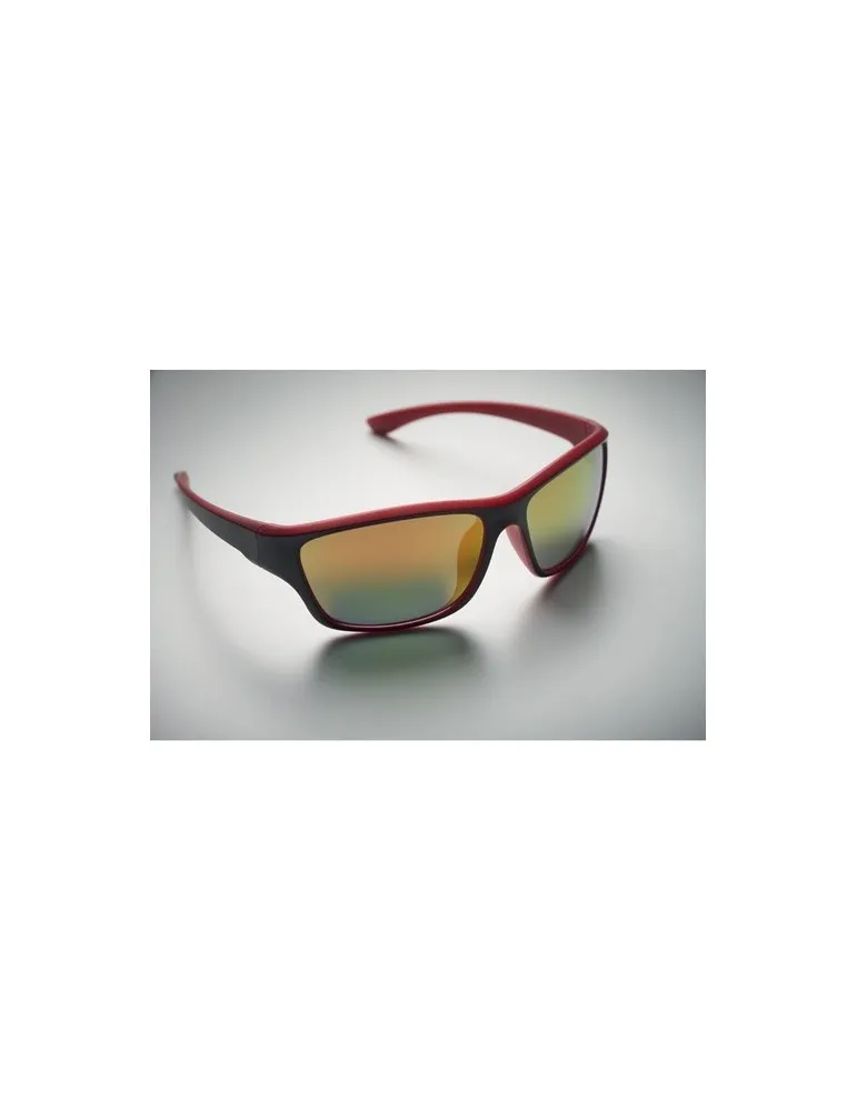 Lunettes de sport miroir UV400 personnalisées YUMA Matières : papier recyclé Couleurs : argenté mat goodies entreprise design