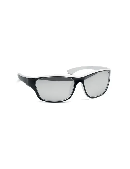 Lunettes de sport miroir UV400 personnalisées YUMA Matières : PET recyclé Couleurs : noir cadeau entreprise pas cher