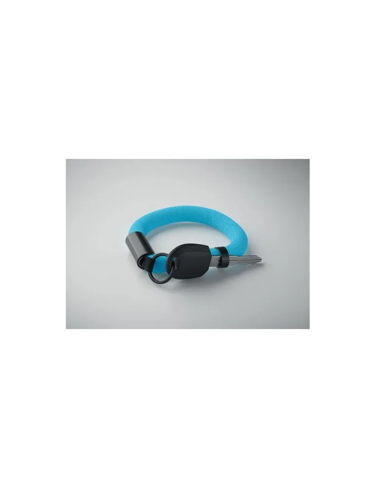 Bracelet porte-clés flottant personnalisé POLLY Couleurs : noir Matières : acier inoxydable recyclé accessoire événementiel uniq