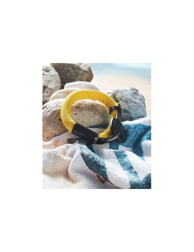 Bracelet porte-clés flottant personnalisé POLLY Couleurs : gris Matières : acier inoxydable recyclé impression logo haute qualit