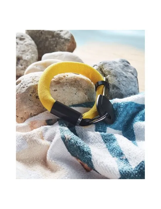 Bracelet porte-clés flottant personnalisé POLLY Couleurs : gris Matières : acier inoxydable recyclé impression logo haute qualit