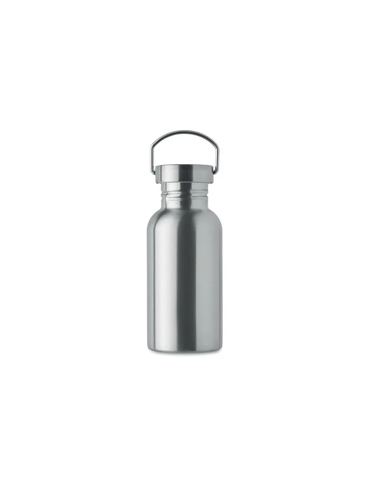 Bouteille publicitaire simple paroi 500 ml FLORENCE SING Matières : bambou Couleurs : argenté mat cadeau collaborateur premium