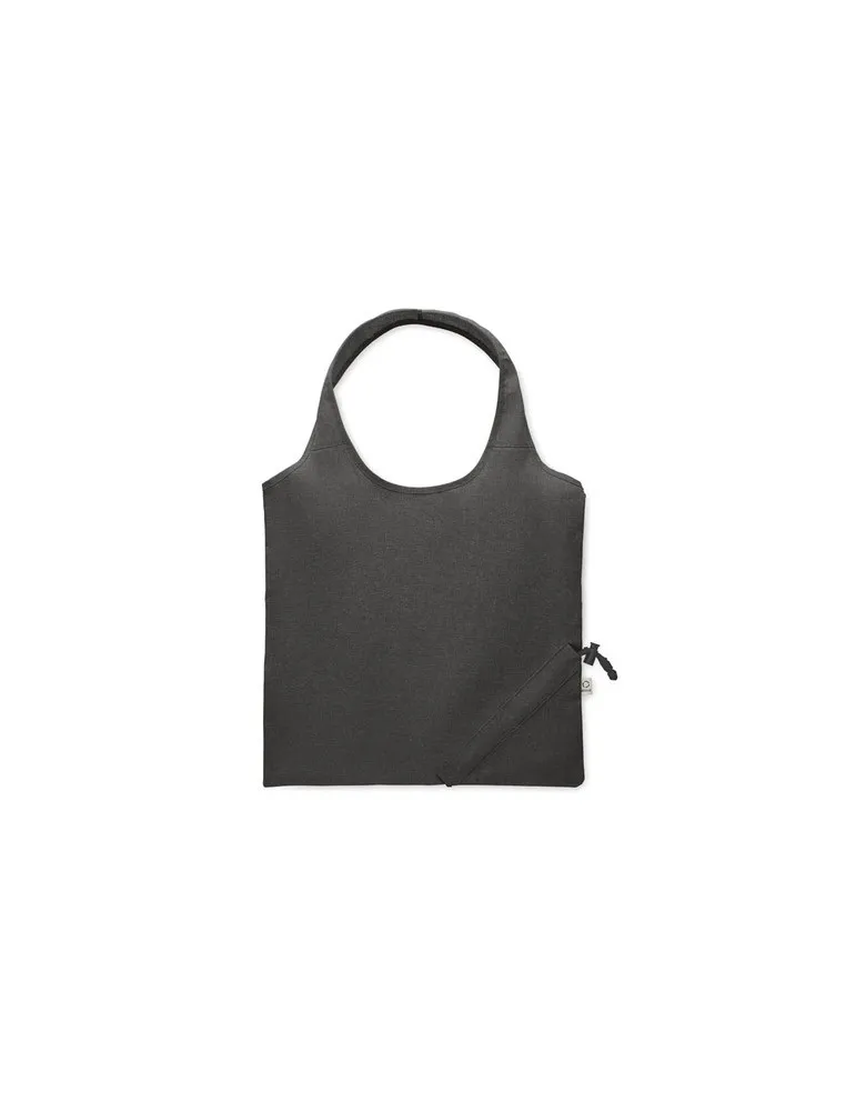 Shopping pliable publicitaire 140 gr/m² CARRIE COLOUR Matières : coton biologique Couleurs : jaune impression logo haute qualité