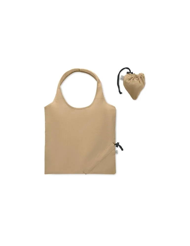 Shopping pliable publicitaire 140 gr/m² CARRIE COLOUR Matières : coton biologique Couleurs : vert citron personnalisable avec vo