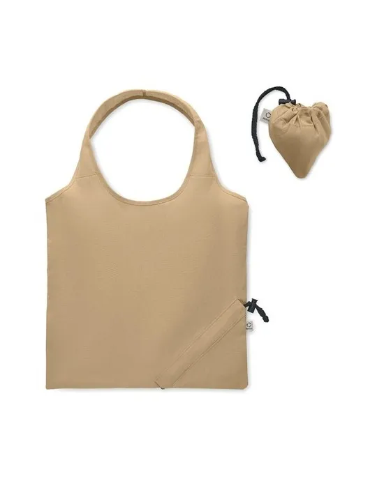 Shopping pliable publicitaire 140 gr/m² CARRIE COLOUR Matières : coton biologique Couleurs : vert citron personnalisable avec vo