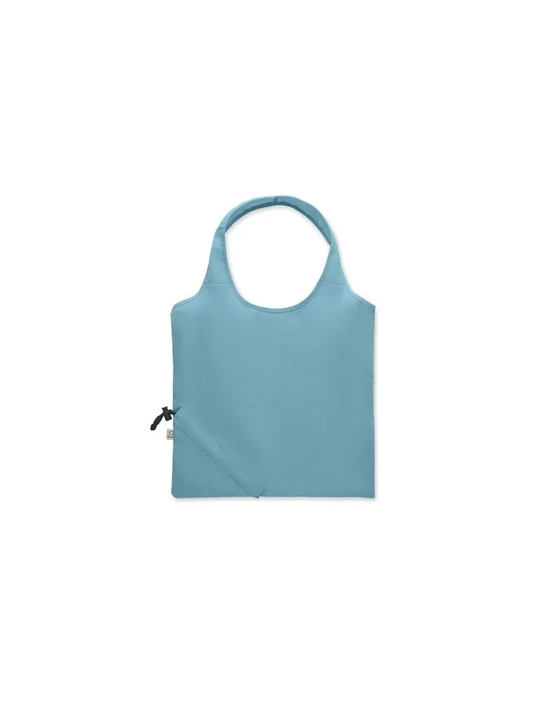 Shopping pliable publicitaire 140 gr/m² CARRIE COLOUR Matières : coton recyclé Couleurs : noir cadeau client original