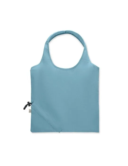 Shopping pliable publicitaire 140 gr/m² CARRIE COLOUR Matières : coton recyclé Couleurs : noir cadeau client original